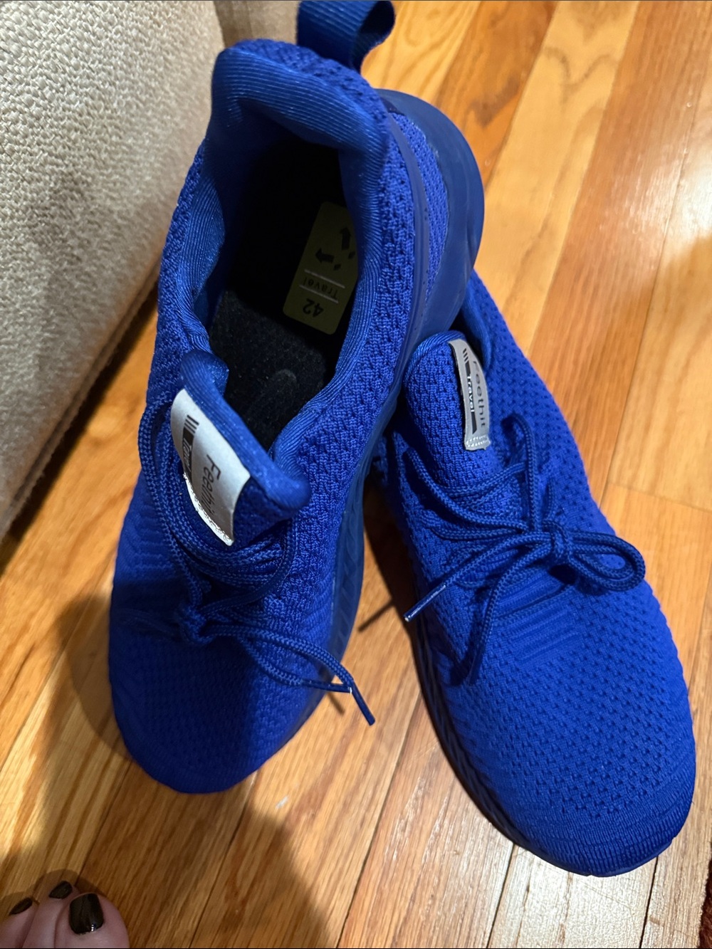 Skechers womens Cobalt Blue Knit Lace-Up Sneakers size 11. NWOB